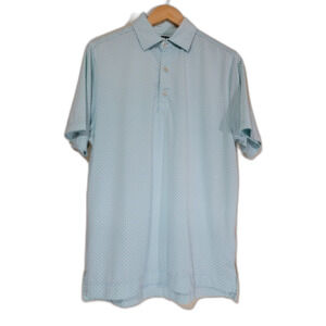 Men's FootJoy Teal Polka Dot Polo Shirt - Small